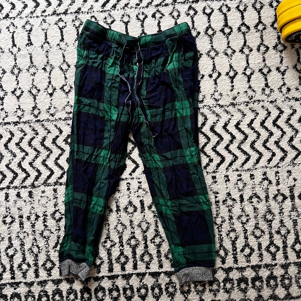Aerie Green and Blue Flannel Joggers
